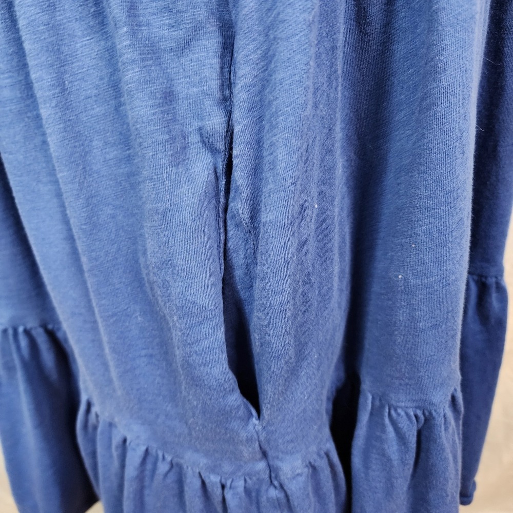 OLD NAVY Size XL Tiered 100% Cotton Blue T-Shirt Mini Dress Pockets A-Line - Picture 8 of 11